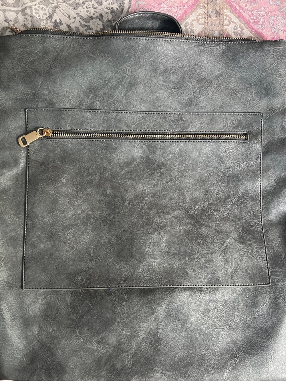 Classic  Leather-Style Backpack - Gray